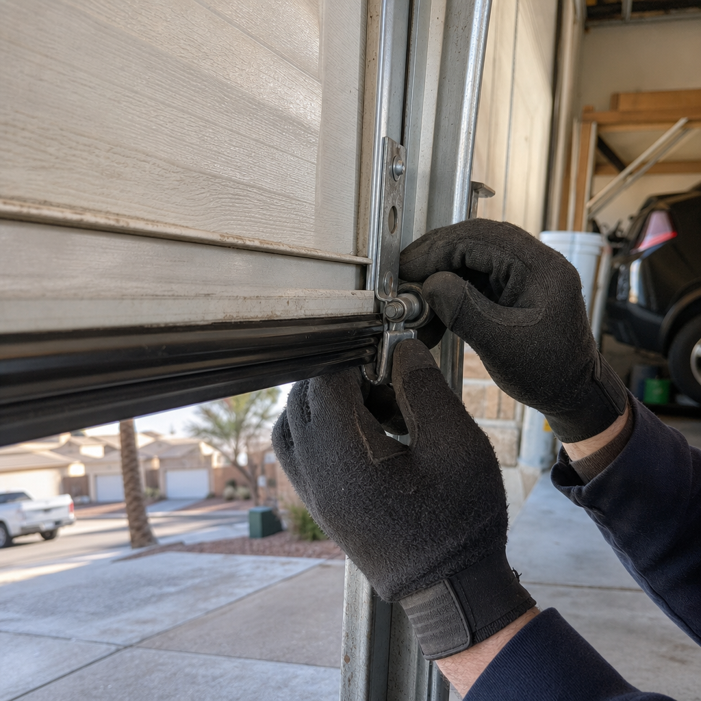 Professional adjusting garage door roller for emergency repair service in North Las Vegas, NV